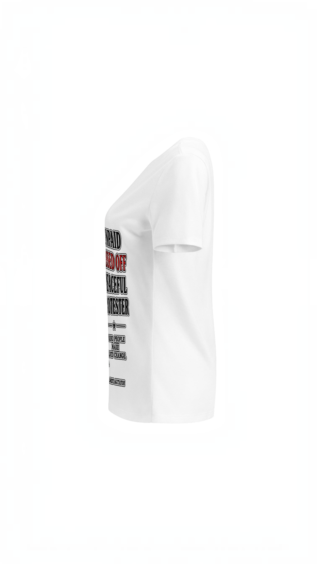 Peacefull Protestor Womens V Neck T Shirt Everyday Wear by Sweet Agitator
