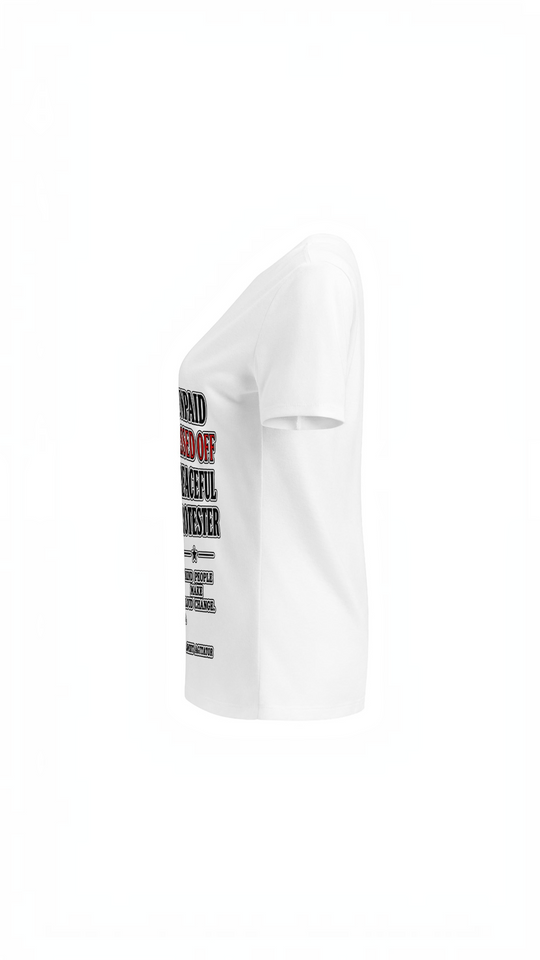 Peacefull Protestor Womens V Neck T Shirt Everyday Wear by Sweet Agitator
