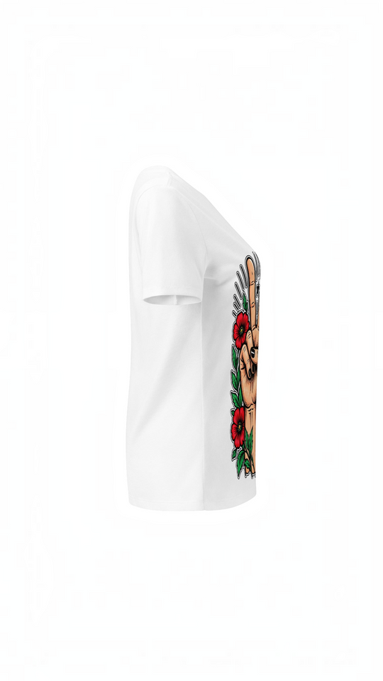 Peacefull Protestor Womens V Neck T Shirt Everyday Wear by Sweet Agitator
